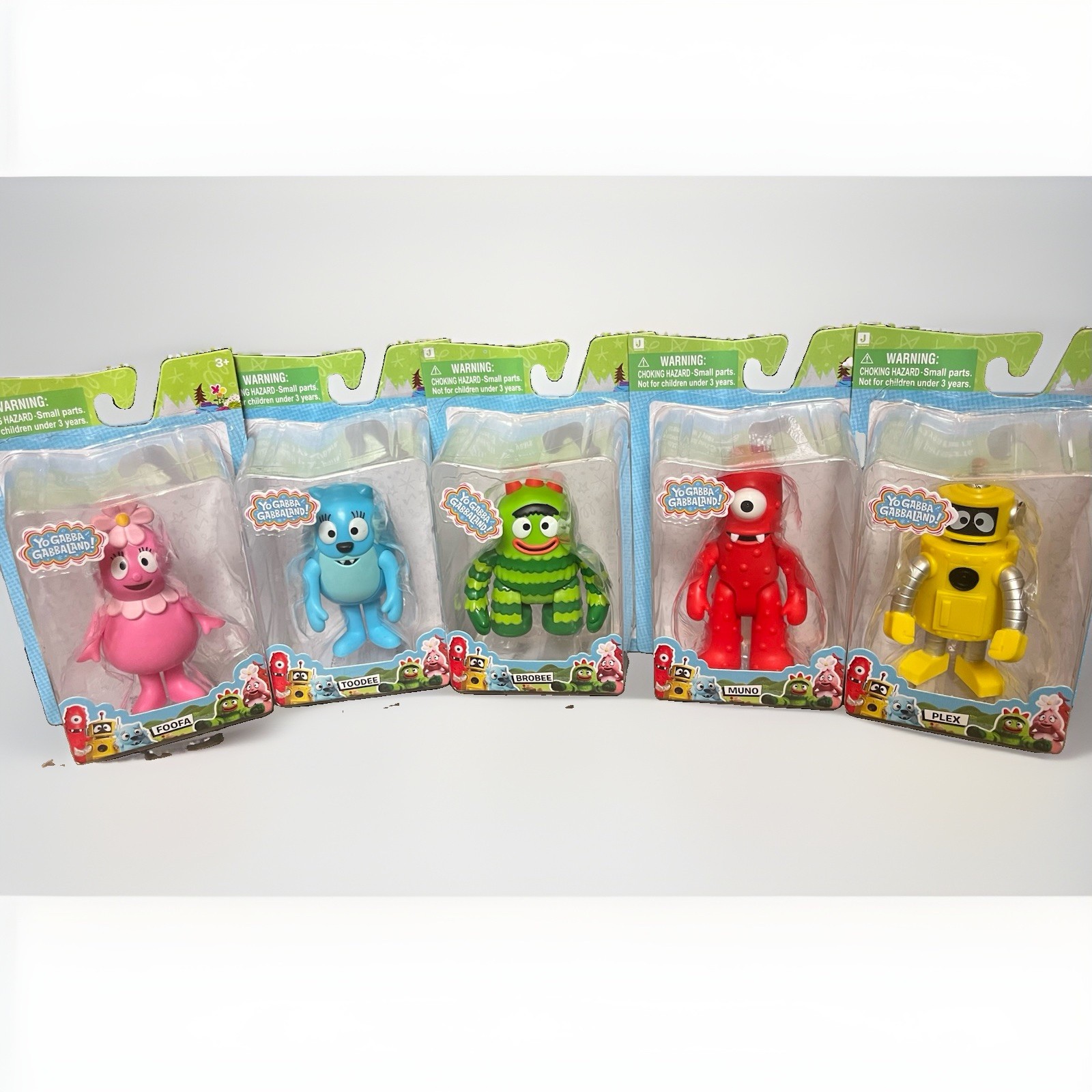 Yo GABBA GABBA Figure Set Friends 5-pack NEW Muno Plex Toodee Brobee Foofa