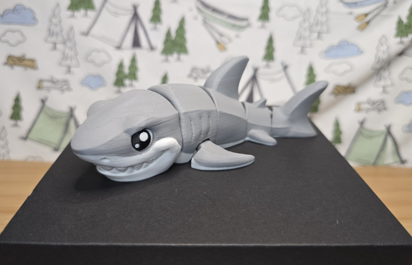 🦈 Mini Great White Shark 150mm Long 3D Printed Articulated Flexi Fidget Toy!