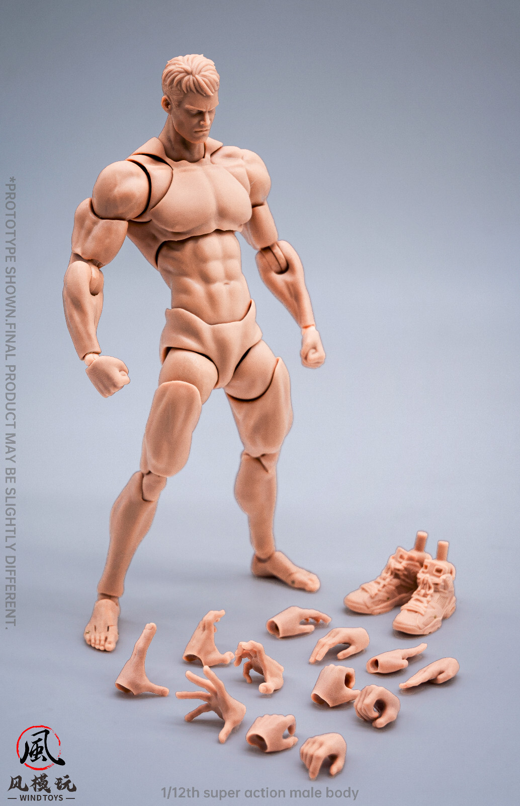 US Stock Wind Toys 1/12 Pale Skin Flexible Man Jointed 6″ Male Figure Head Body