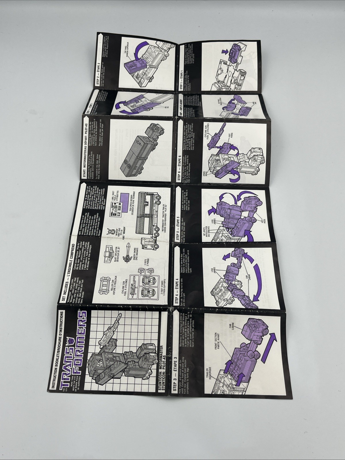 Original G1 Transformers Motormaster Weapons Instructions Tech File Card Lot