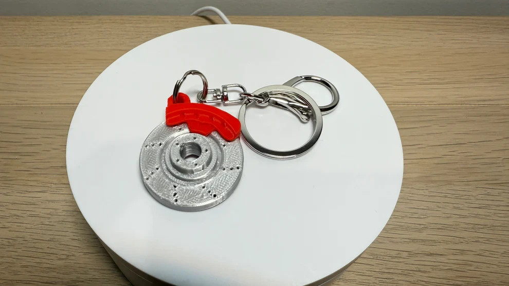 3D Printed Spinning Brembo Style Cross Drilled Racing Brake Keyring Fidget Toy