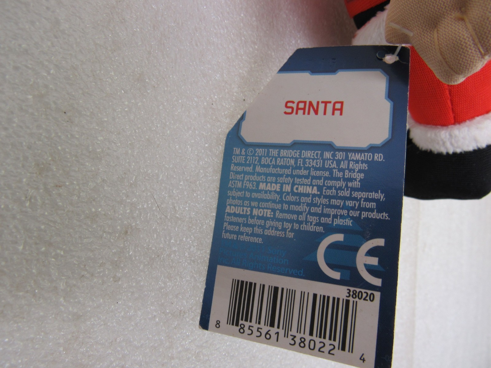 2011 Arthur Christmas Plush Body Plastic Head Santa Clause Collectible Tagged