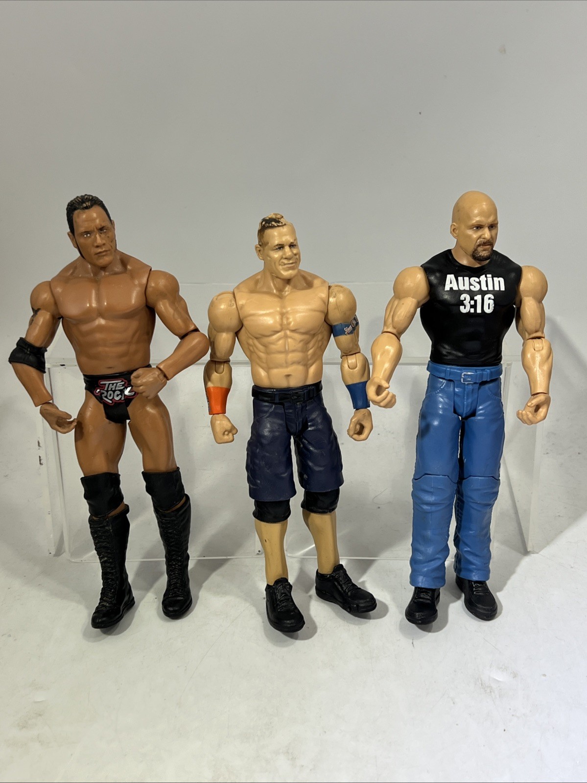WWE Action Figures Lot: GOAT’s 3-Pack The Rock,Stone Cold & John Cena #ML