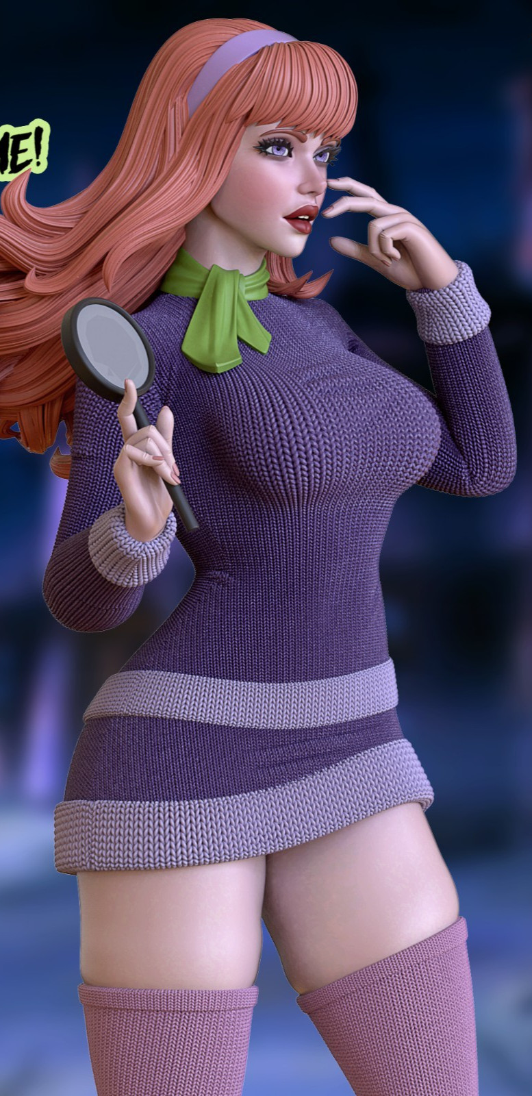 Custom 3D Printed Daphne & Scooby-Doo Figure Halloween (25cm) Hand-Painted Resin