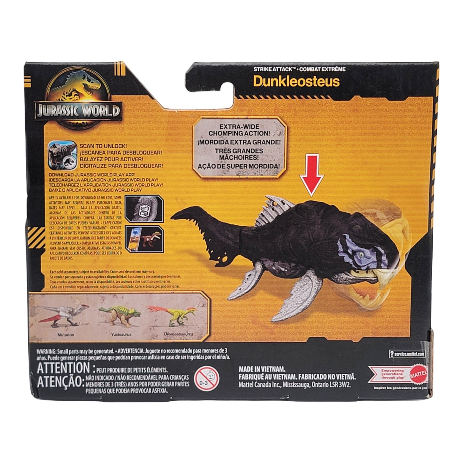 Jurassic World Strike Attack Dunkleosteus Dromaeosaurus Mutadon Yuxisaurus Set