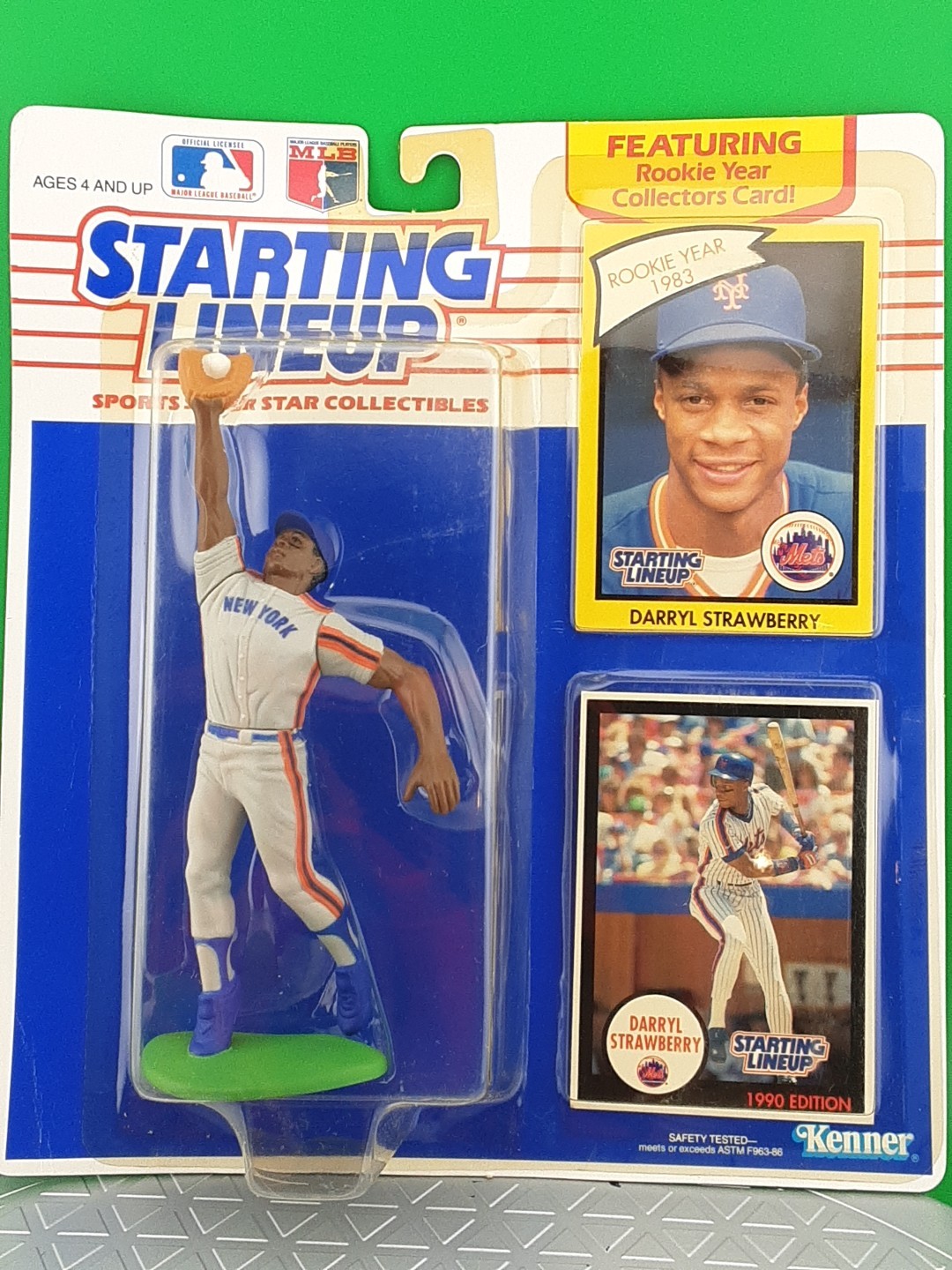1990 Starting Lineup NY Mets Darryl Strawberry Rare Fielding Variant NOC