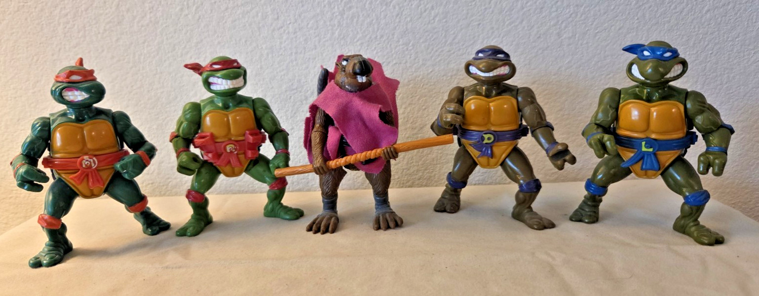 All 4 Ninja Turtles And Master Splinter (Sinse’ Rat) Action Figures