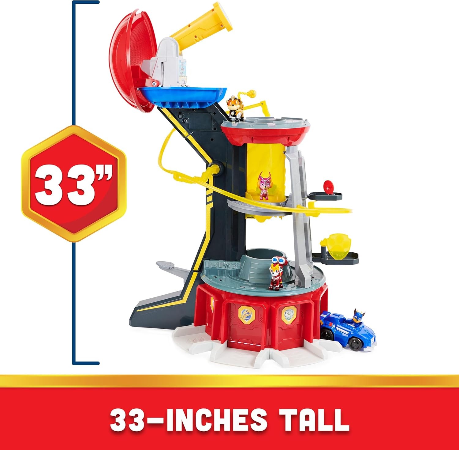 , Mighty Lookout Tower with 4 Exclusive Bonus Action Figures, Toy Car, Lights an