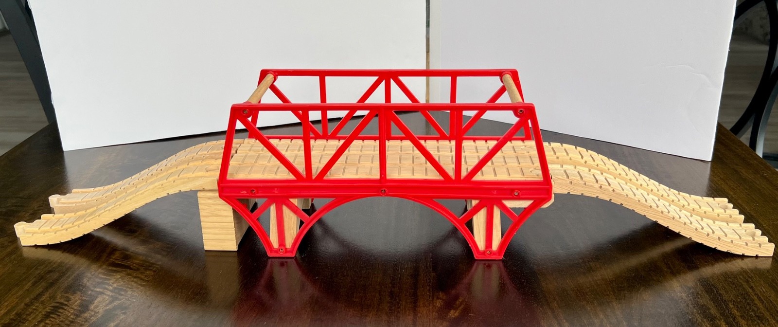 Vintage Thomas Wooden Railway The Double Wide Old Iron Bridge + Track + Risers