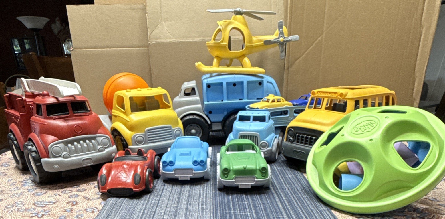 Green Toys Vehicle Lot Fire truck, Bus, Helicopter, Cement Truck And Much More