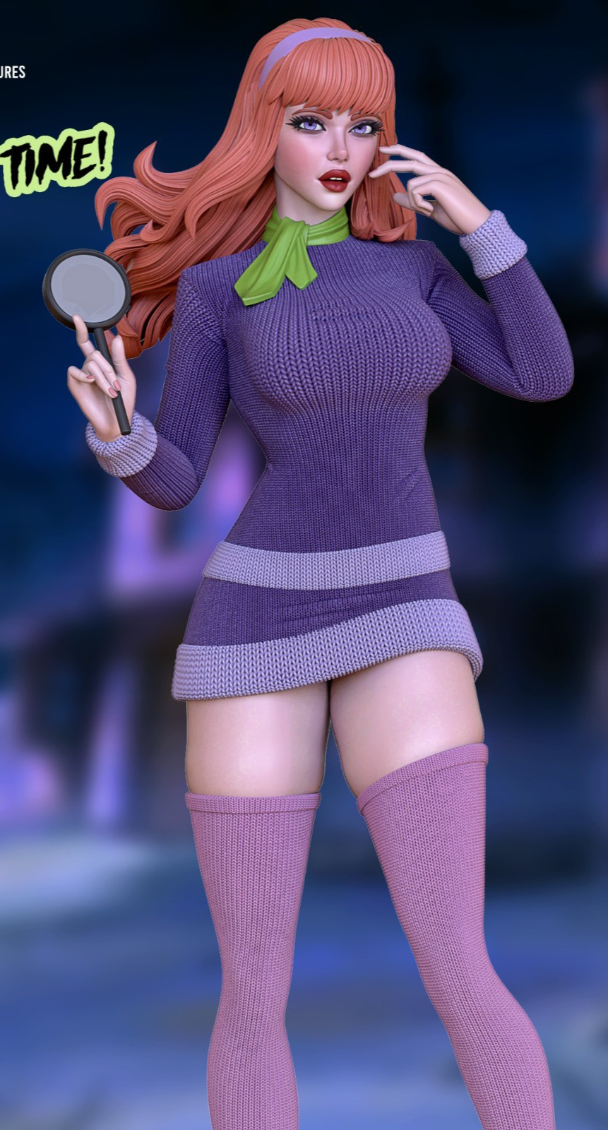 Custom 3D Printed Daphne & Scooby-Doo Figure Halloween (25cm) Hand-Painted Resin