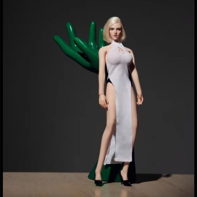 1:6 Scale White Cheongsam Dress Clothes for 12″ Female Action Figure Accessories