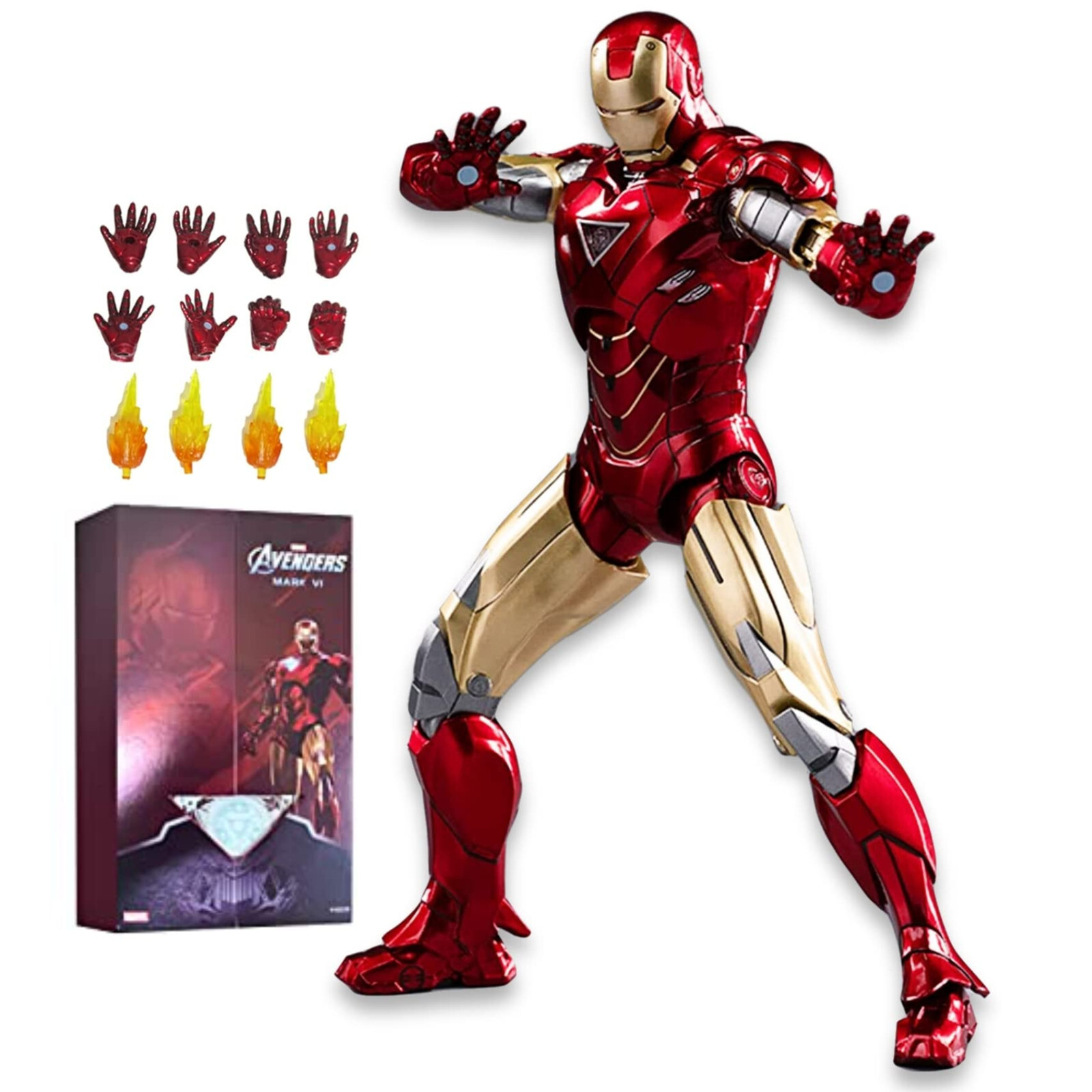 Marvel Avengers Iron Man 2 Mark 6 MK6 Ironman Toy LED Light Action Figure Model