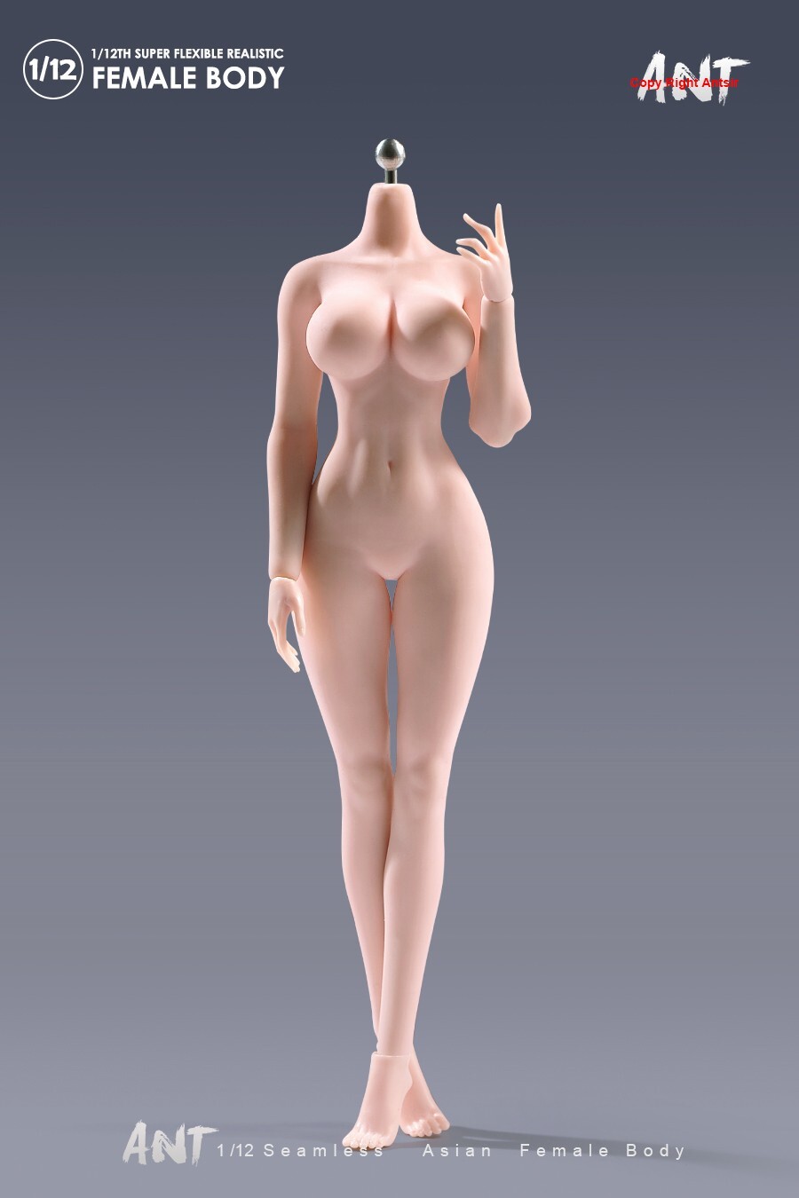 1/12 Female Pale Skin Super Large Breast Plump Hip Seamless Body 6”Figure Toys