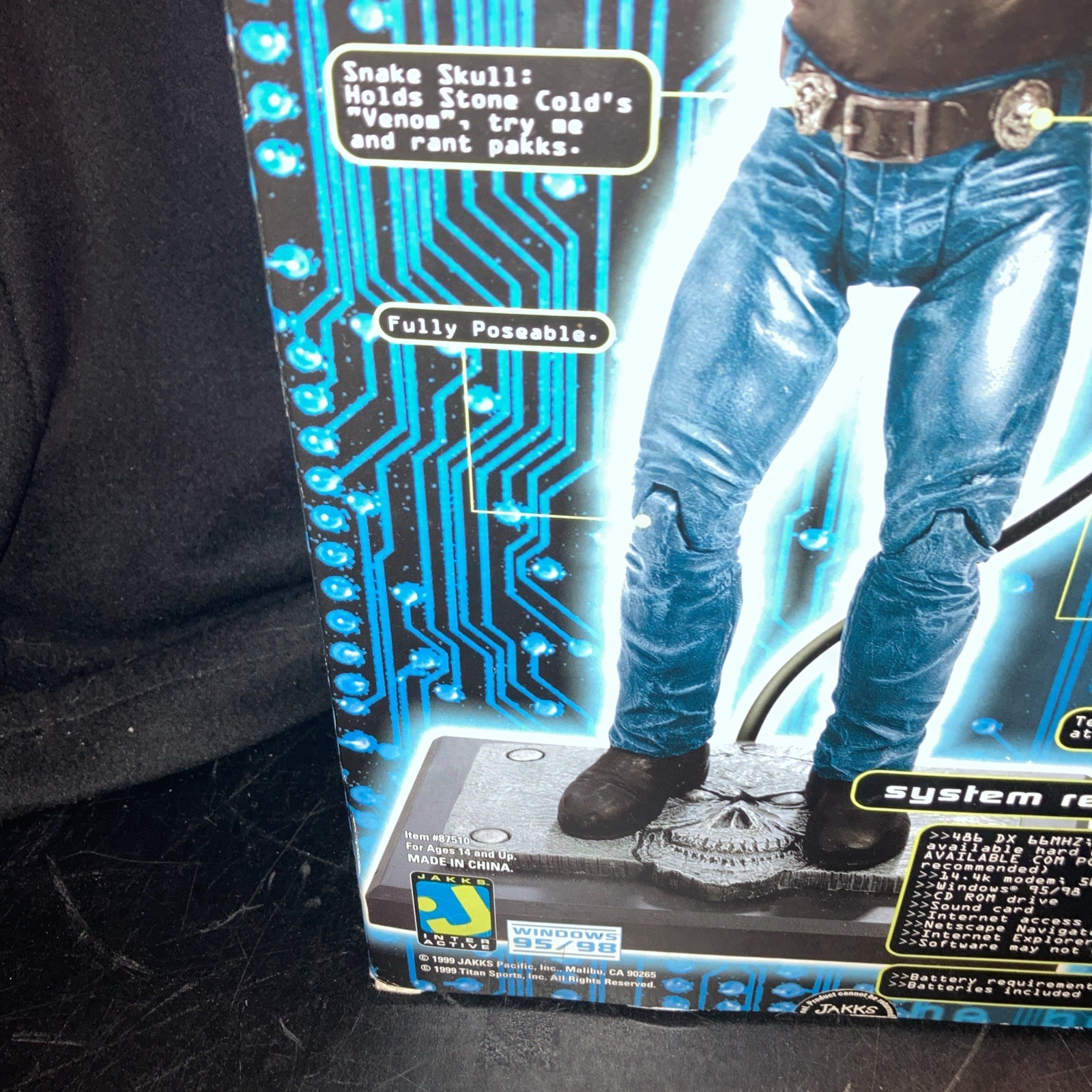 WWE WWF STONE COLD Steve Austin Internet Active Electronic Figure Jakks 1999 New
