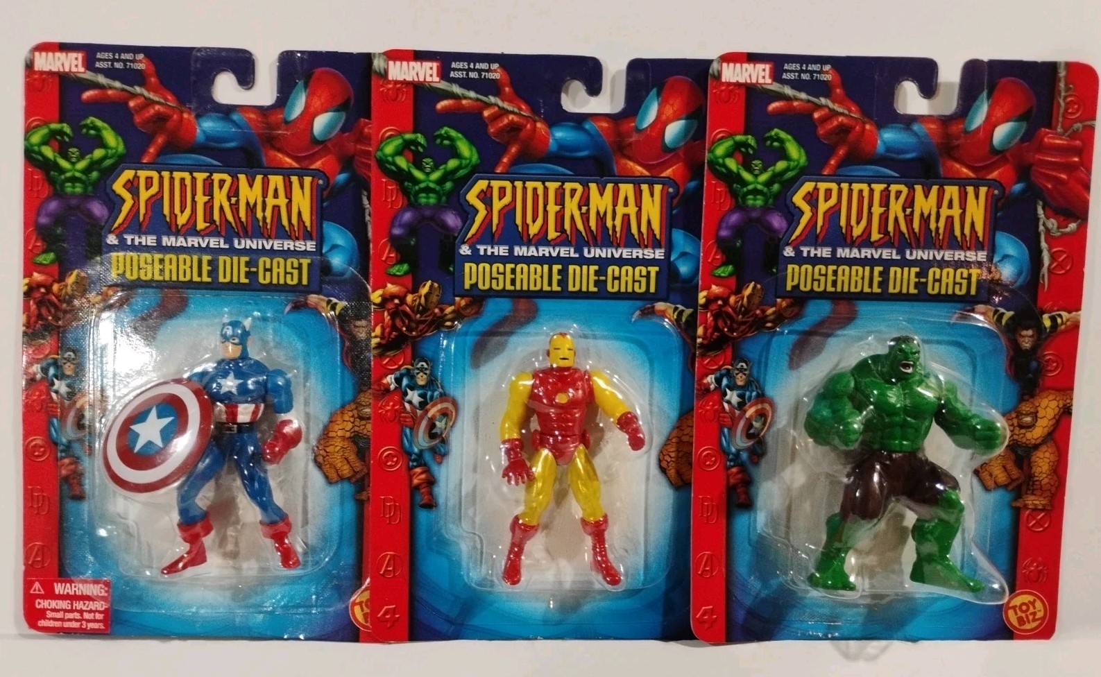 The Avengers-Spider-Man & The Marvel Universe Die Cast 2.5″ Cap, Iron Man, Hulk
