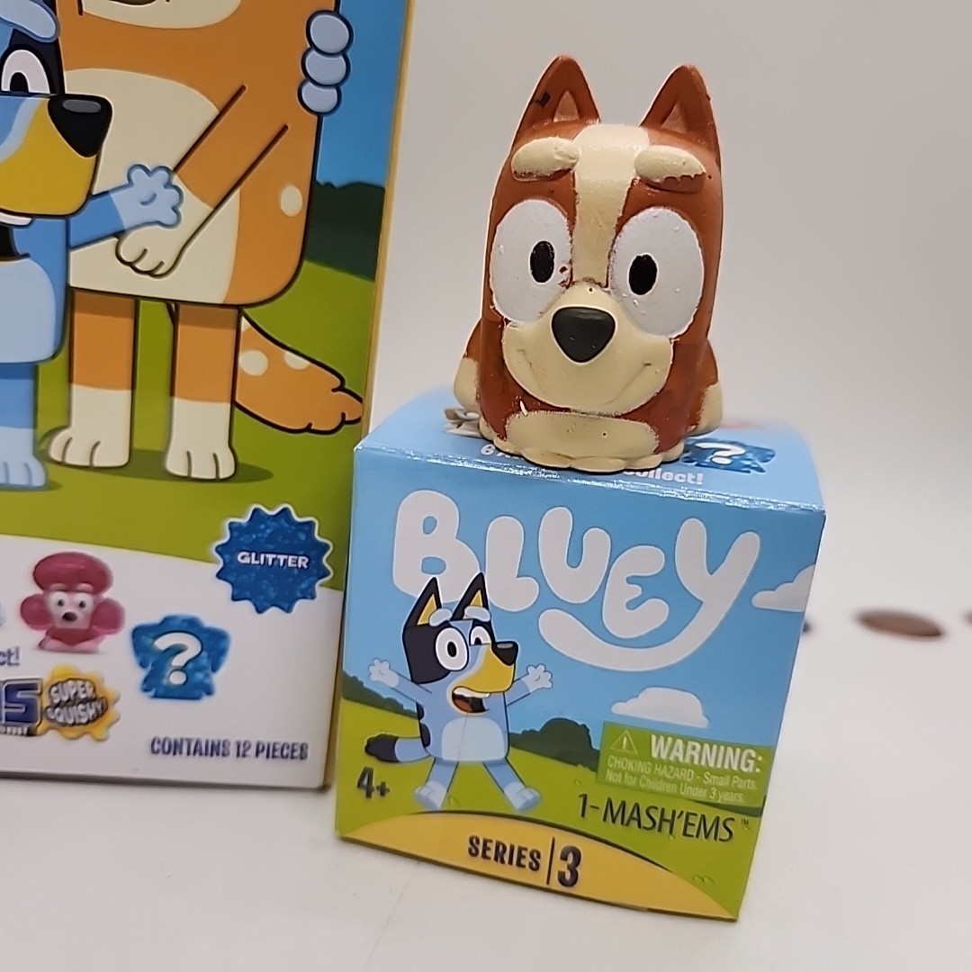 Bluey Mashems Series 3 Squishy Mash’ems GLITTER Brown CHILLI HEELER New ?