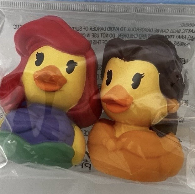 Disney Princess Rubber Duck Set Ariel Belle Bath Toy 2 Pack New