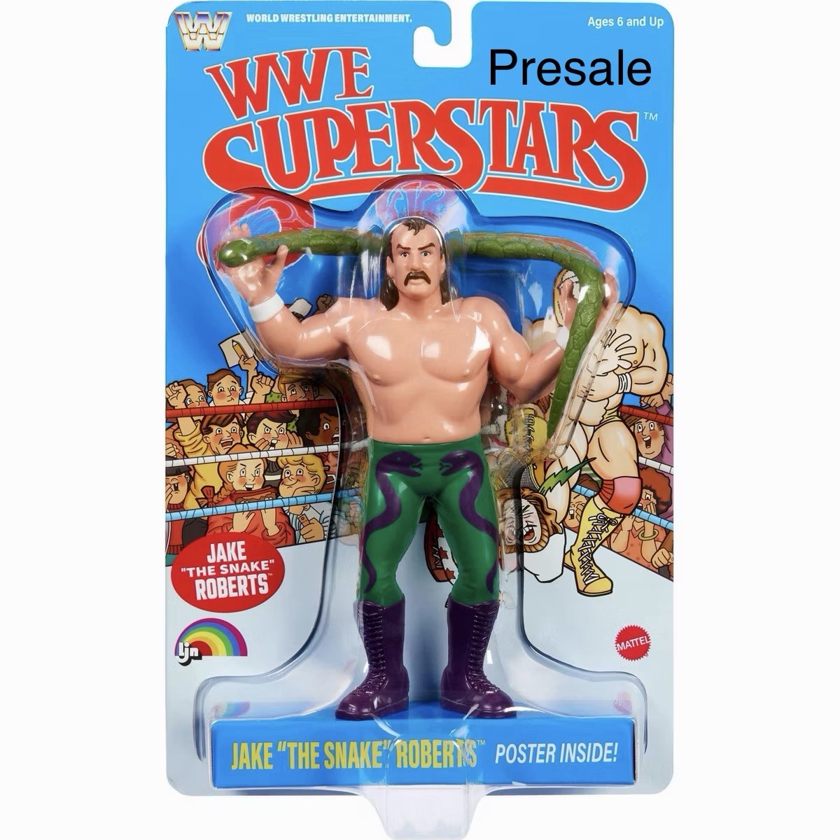 LJN WWE Superstars Jake “The Snake” Action Figure, 1980s Retro 8″ – Presale