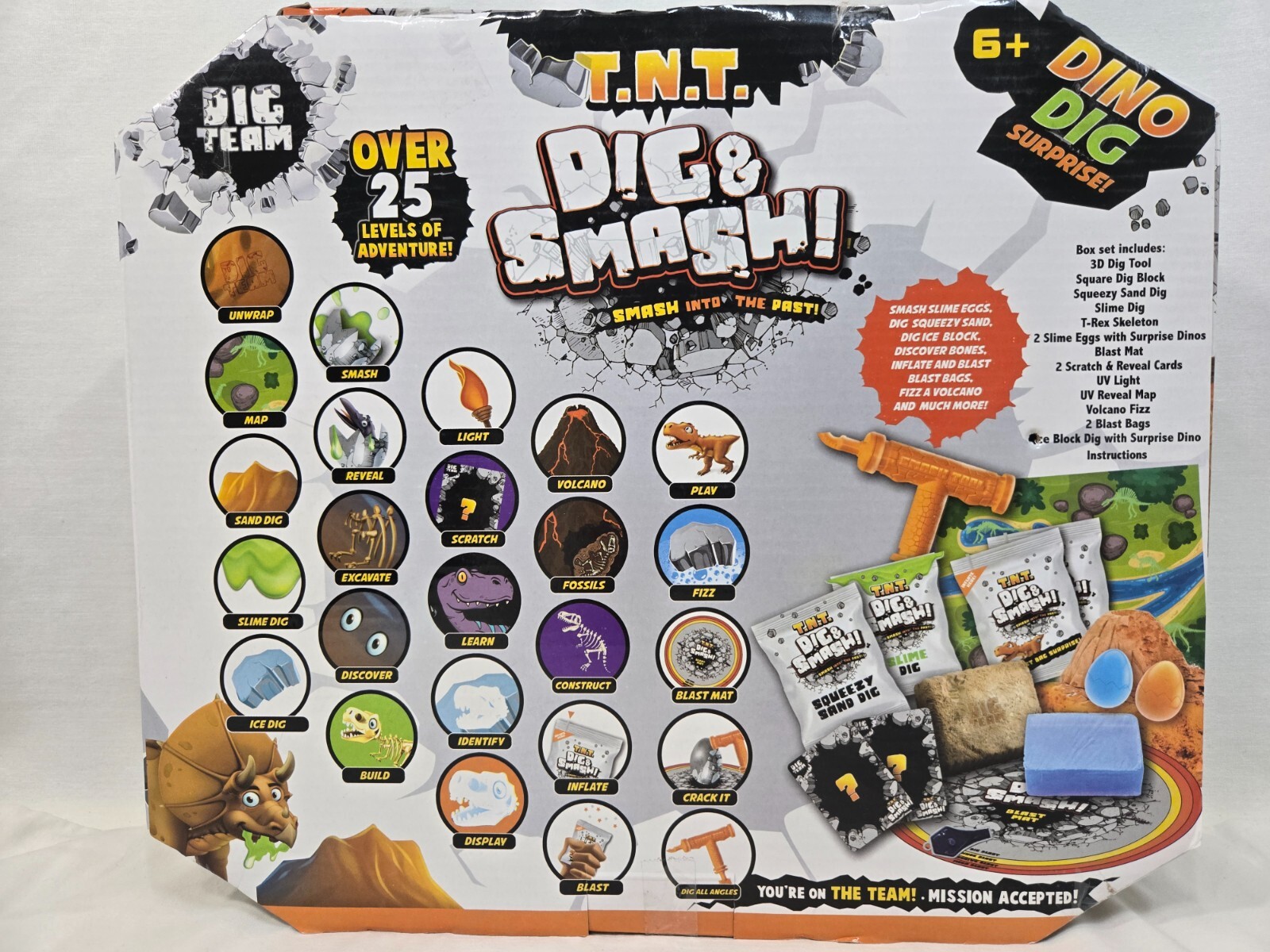 T.N.T. Dig And Smash Dino Surprise 25 Jurassic Activities Kids Learning Toy NEW