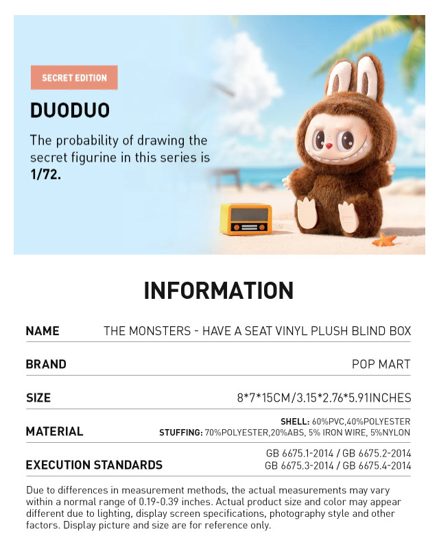 POP MART Labubu The Monsters Have A Seat Series Vinyl Plush Doll-Confirmed ZIZI