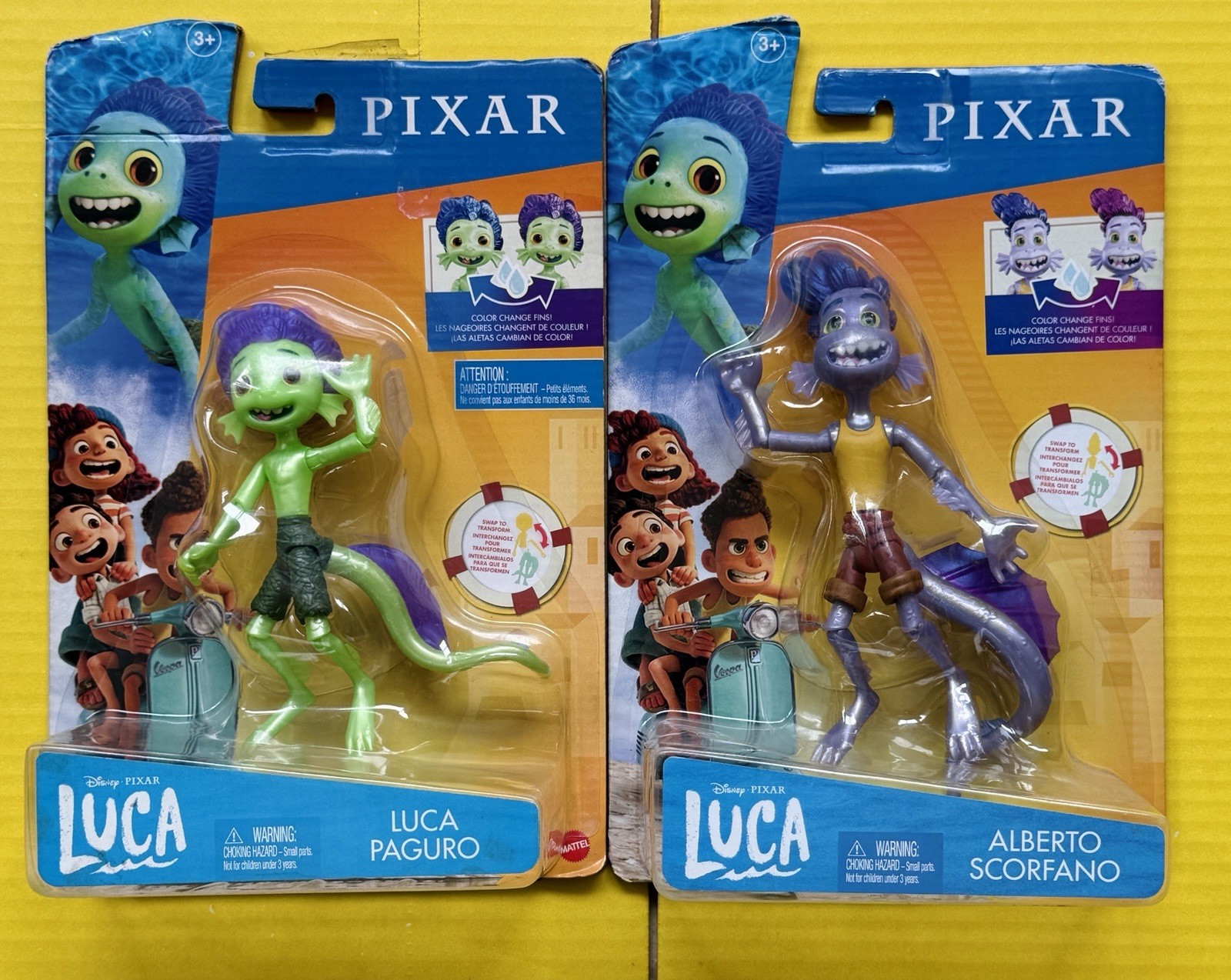 Disney Pixar LUCA & ALBERTO Figure Color Changing Mattel Toy HTF Bundle NEW