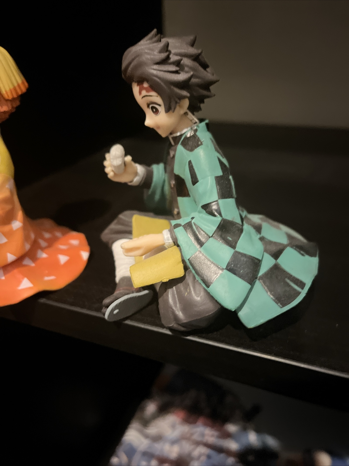 Zenitsu Tanjiro Inosuke Anime Demon Slayer Eating Rice Balls Sitting Pose Figure