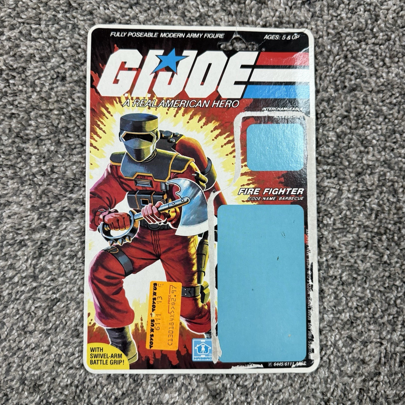 Vintage 1985 G.I. Joe BARBECUE v1 FULL Uncut PEACH File Card Back Filecard ARAH