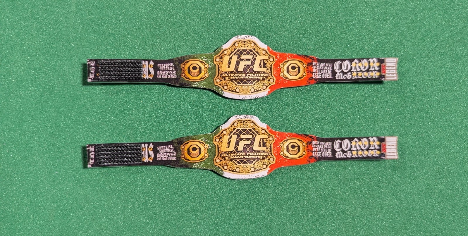 2 Custom WWE UFC Conor McGregor Double Champ Belts for 6″ (figures not included)