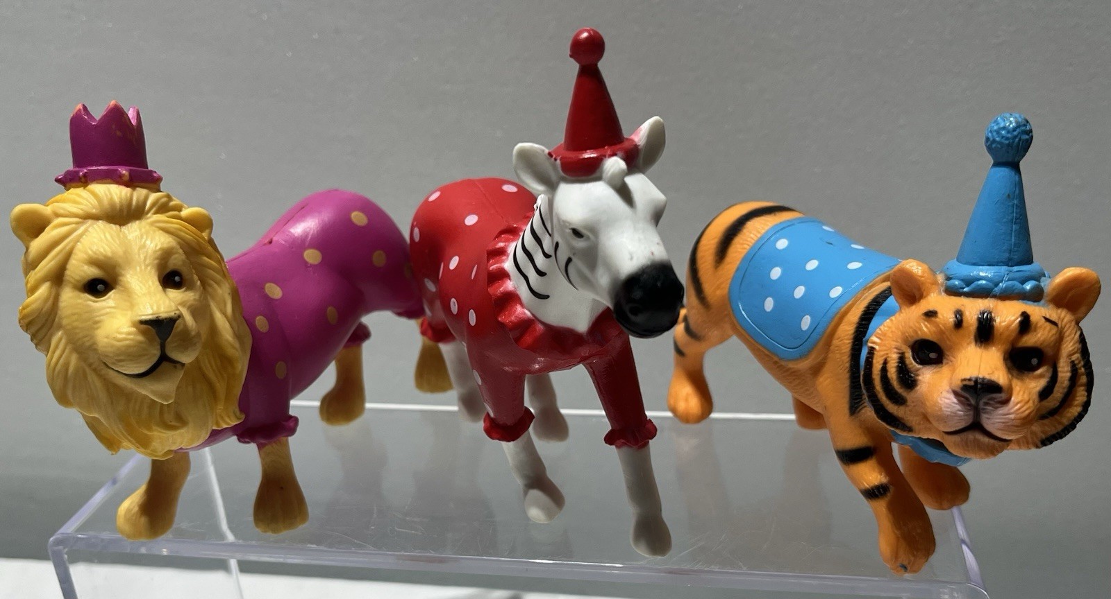 ANKYO Party Animals Birthday Cake Party Toppers Lot of 3 Circus Tiger Lion Zebra