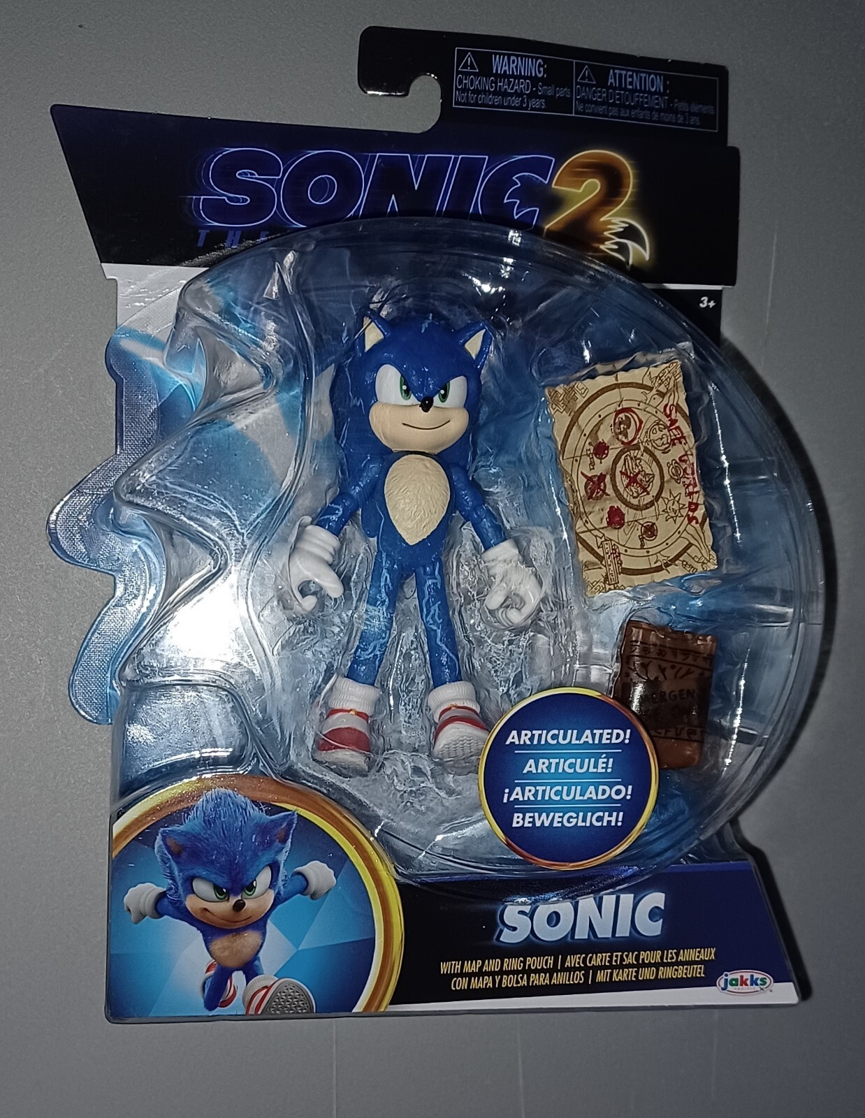 Sonic the Hedgehog 2 Movie Action Figure with Map Ring Pouch 2022 Jakks