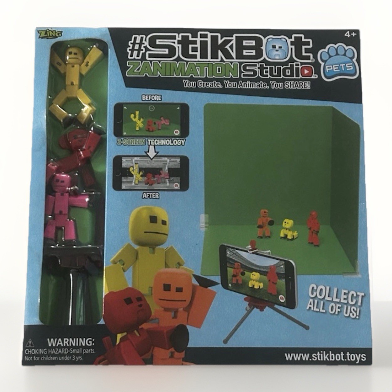NEW Zing StikBot Zanimation Studio 2 in 1 Z-Screen Stage Set Stop Motion Pets