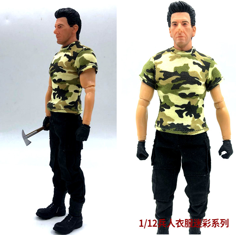 1/12 Scale Soldier Military Camouflag Short Sleeve T-shirt 4 Colors F 6″ Body