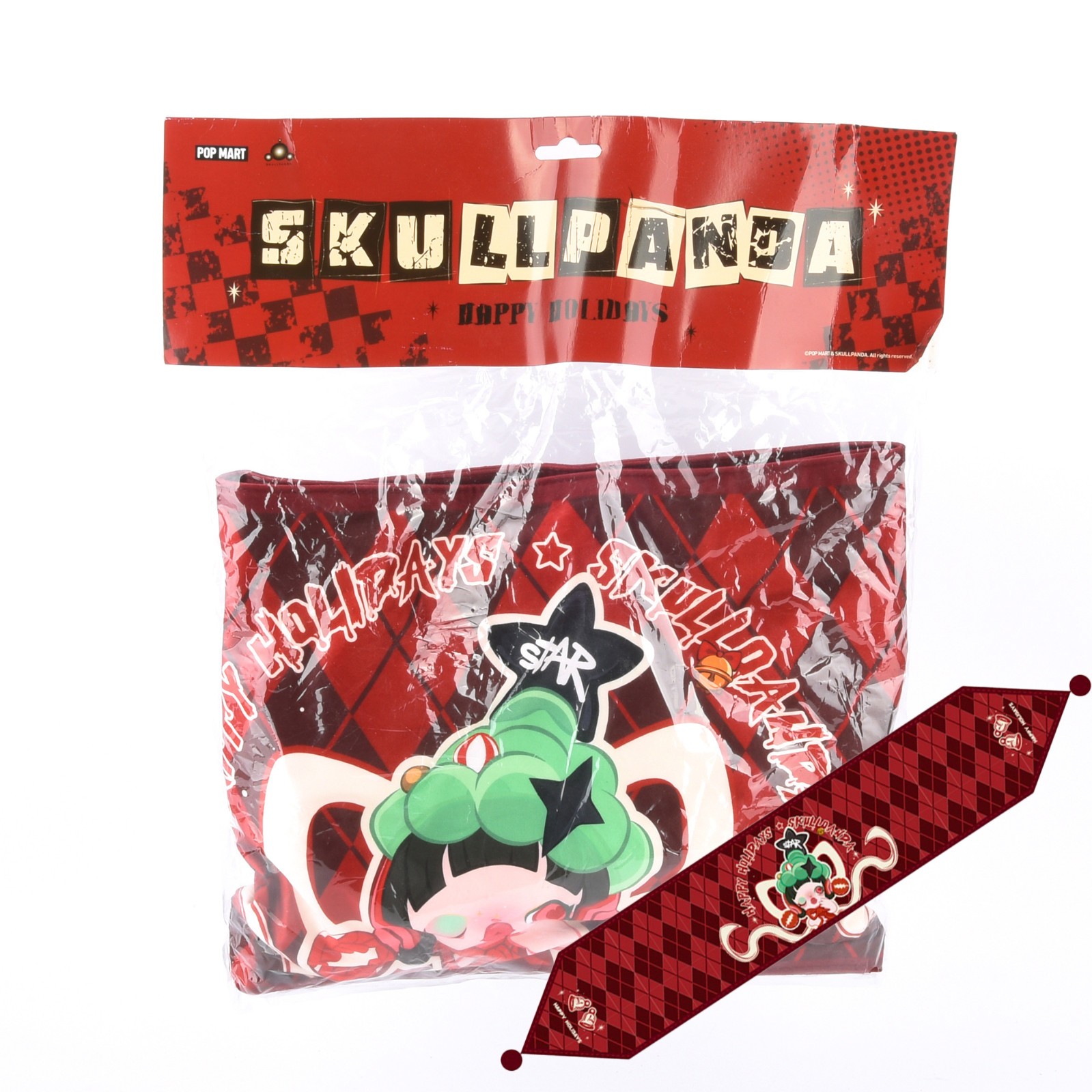 POP MART Skullpanda Christmas Fabric Decoration Holiday Table Runner Banner 2024
