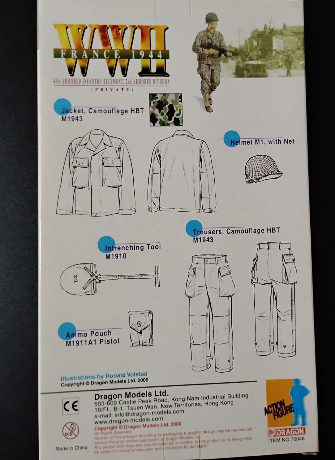 DRAGON 12” WWII Private EDWARD Armored Div. France 1944 1/6th Figure 70048 NIB