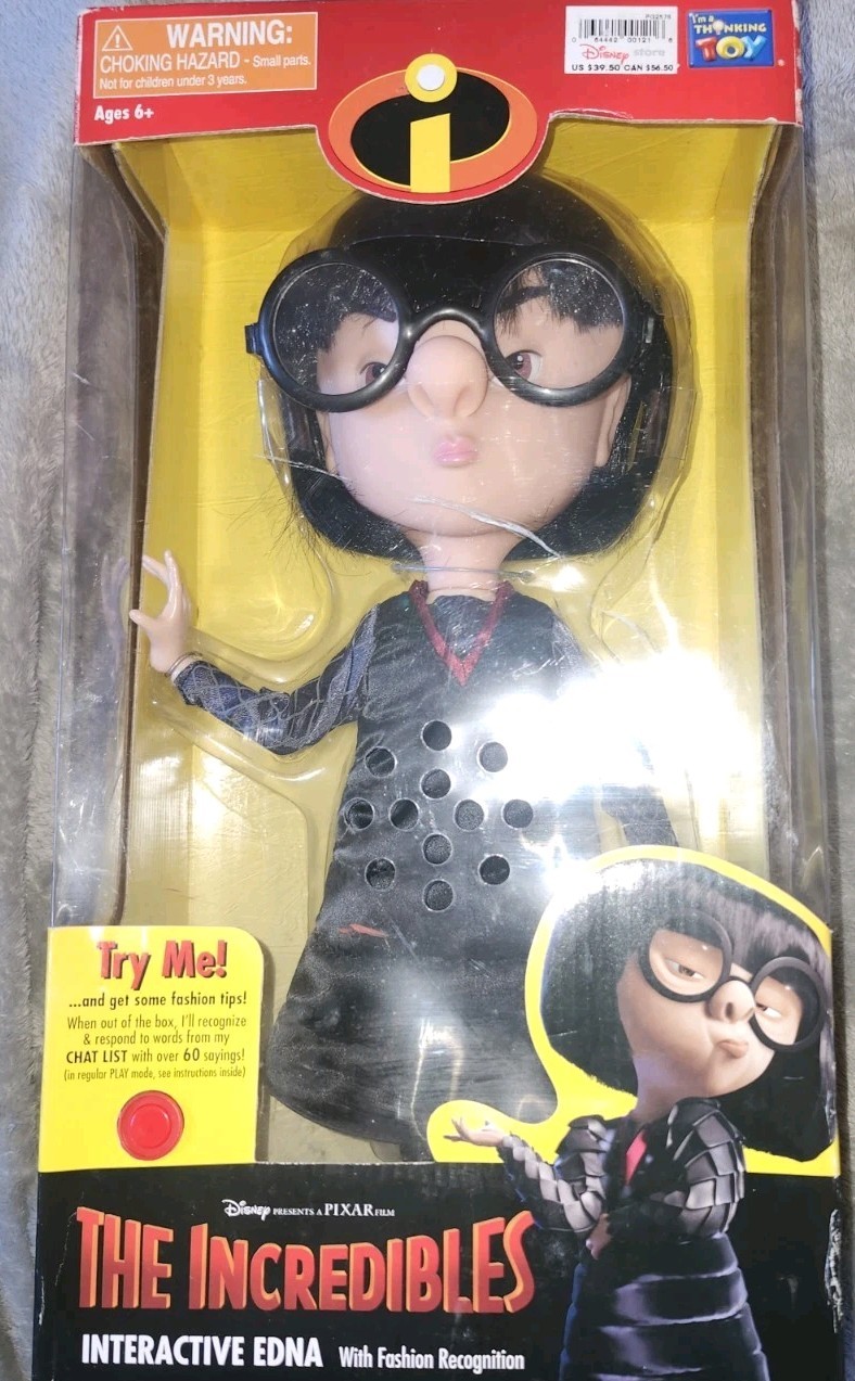 The Incredibles Interactive Edna Doll- See Pictures For Box Defects Disney Pixar