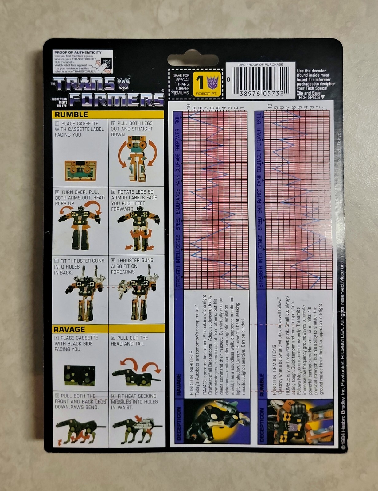 TRANSFORMERS G1 RAVAGE & RUMBLE US SELLER RARE! DECEPTICON SOUNDWAVE CASSETTES