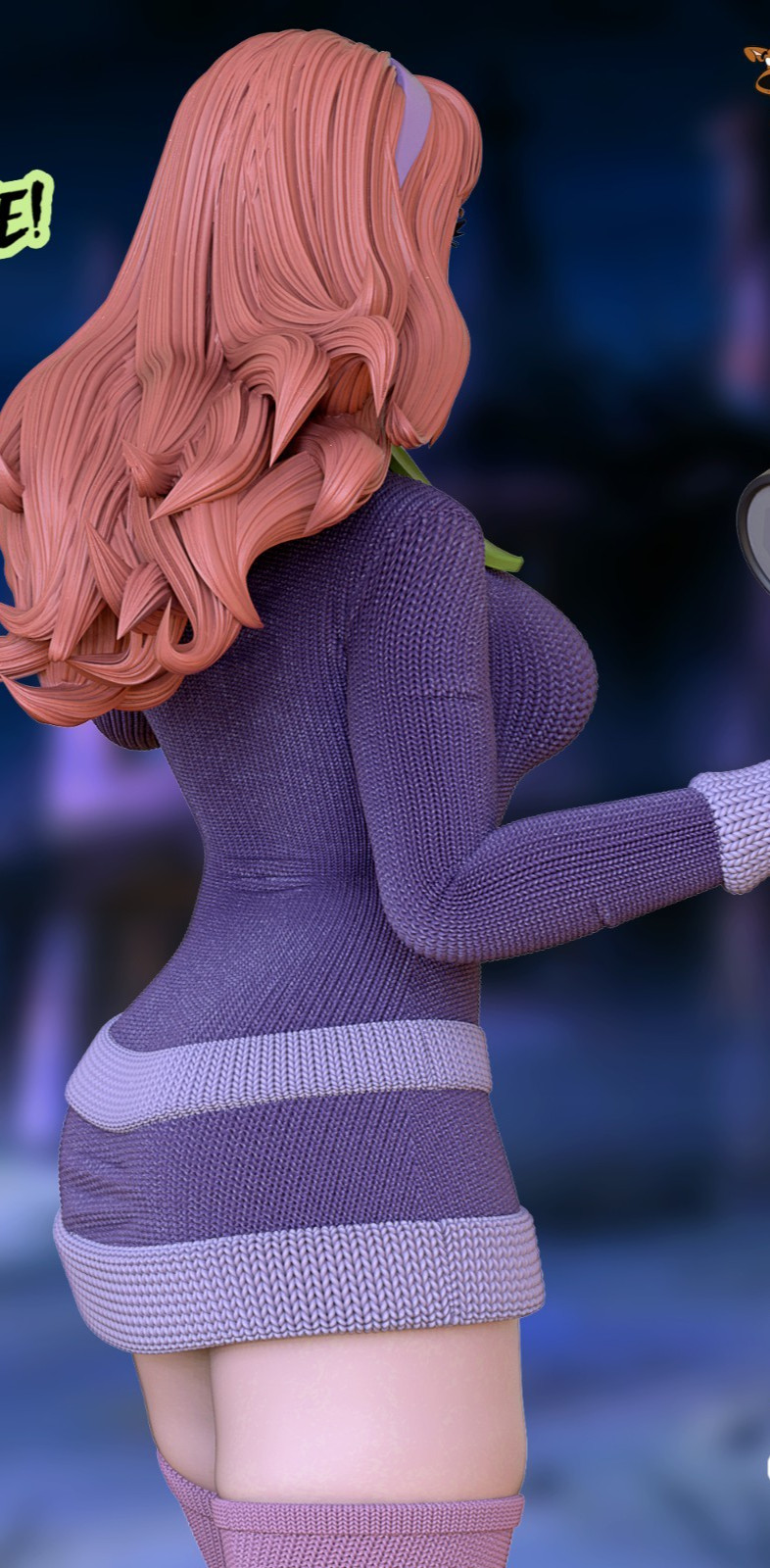 Custom 3D Printed Daphne & Scooby-Doo Figure Halloween (25cm) Hand-Painted Resin