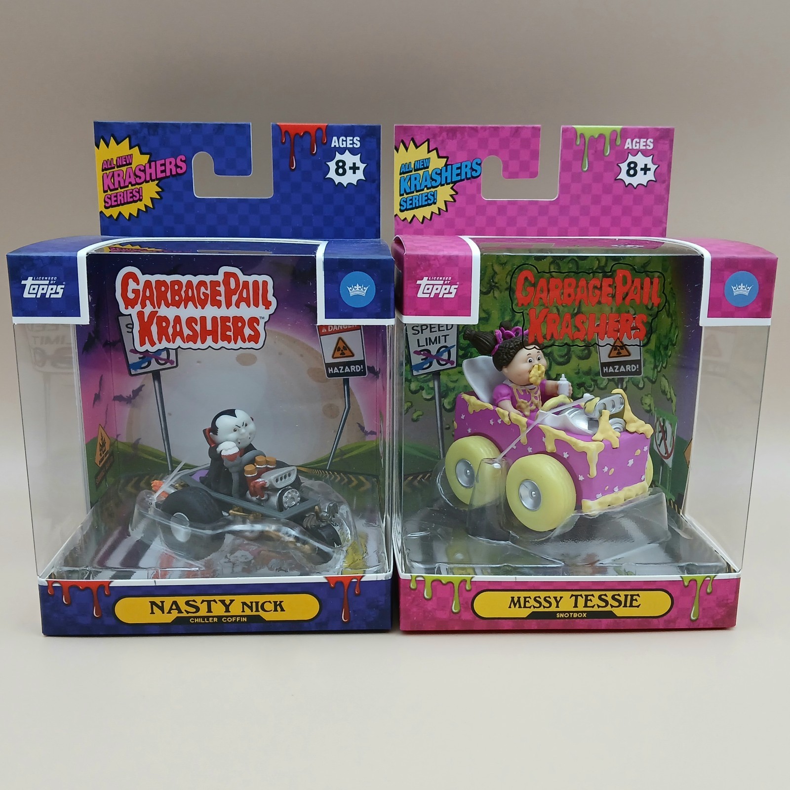 Garbage Pail Kids GPK Krashers Lot 2 Nasty Nick Messy Tessie Vehicle Figurines