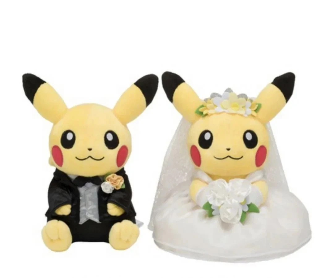 Pokemon Center plush Pikachu Wedding Pair set male female Doll Stuffed figure