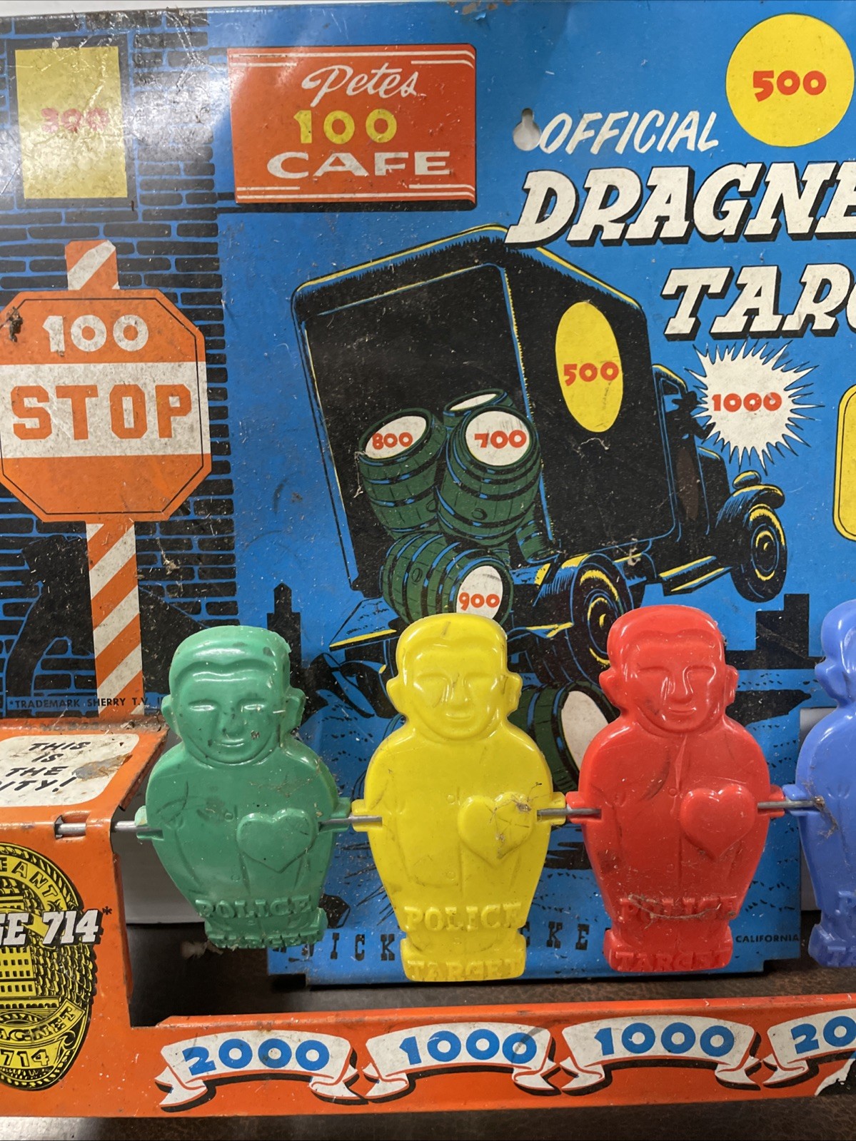 Vintage Official Dragnet Target 1955 Metal Game Toy Knickerbocker Police TV Show
