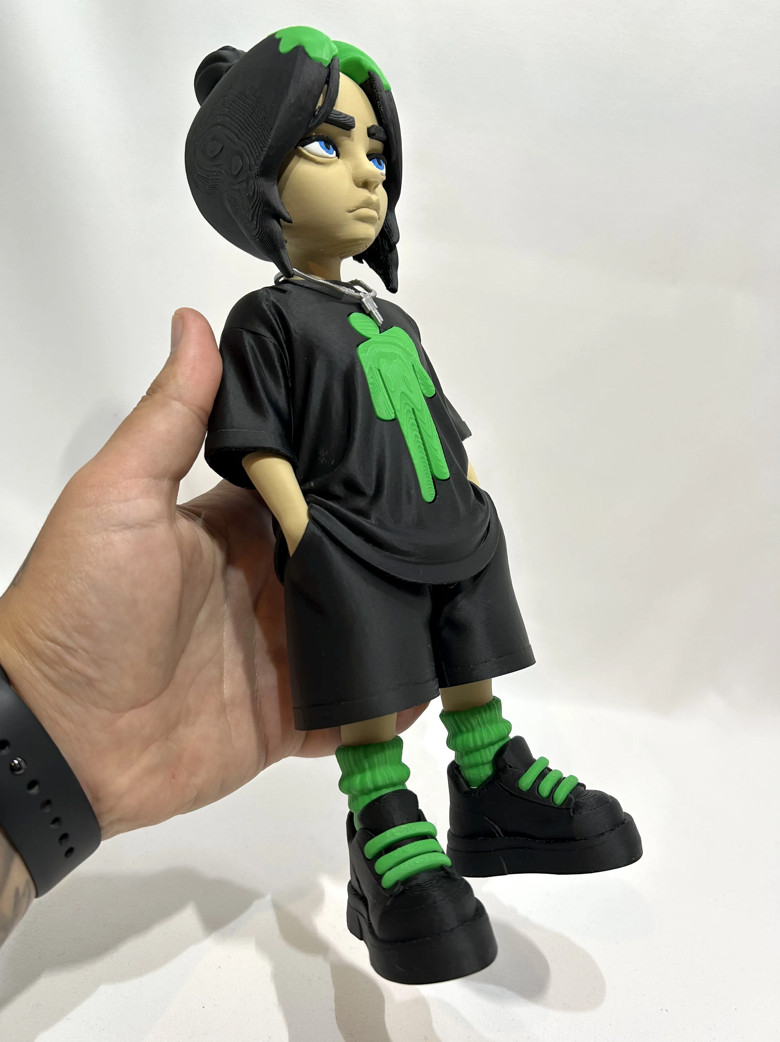 Billie Eilish Vinyl Figure Doll Bad Guy Green Hair Action Figure Collectible 12”