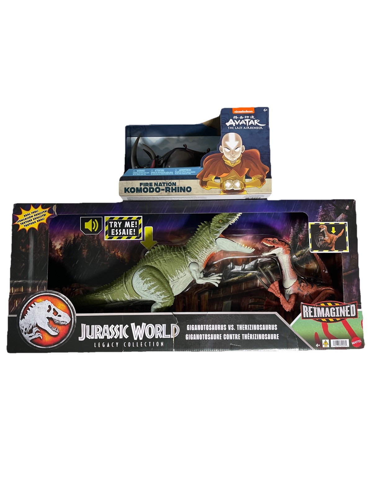 Jurassic World Legacy Giganotosaurus vs Therizinosaurus & Avatar Komodo-Rhino