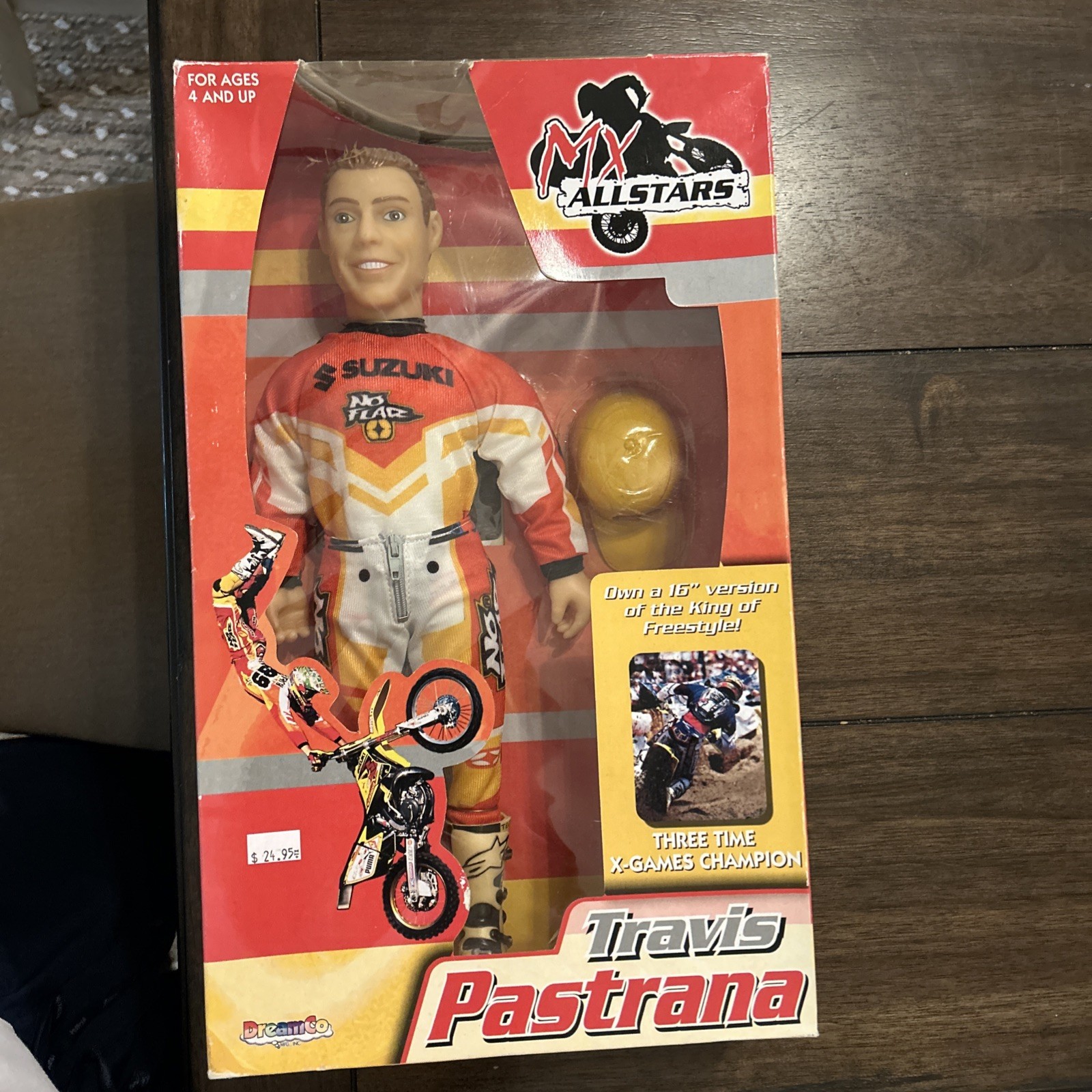 DreamCo Travis Pastrana MX All Stars Suzuki No Fear Freestyle 16in Doll Boxed