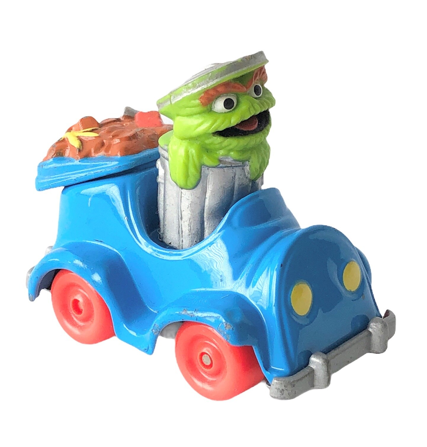 Vintage 1987 Playskool Sesame Street OSCAR THE GROUCH Die Cast Car 3” Blue Trash