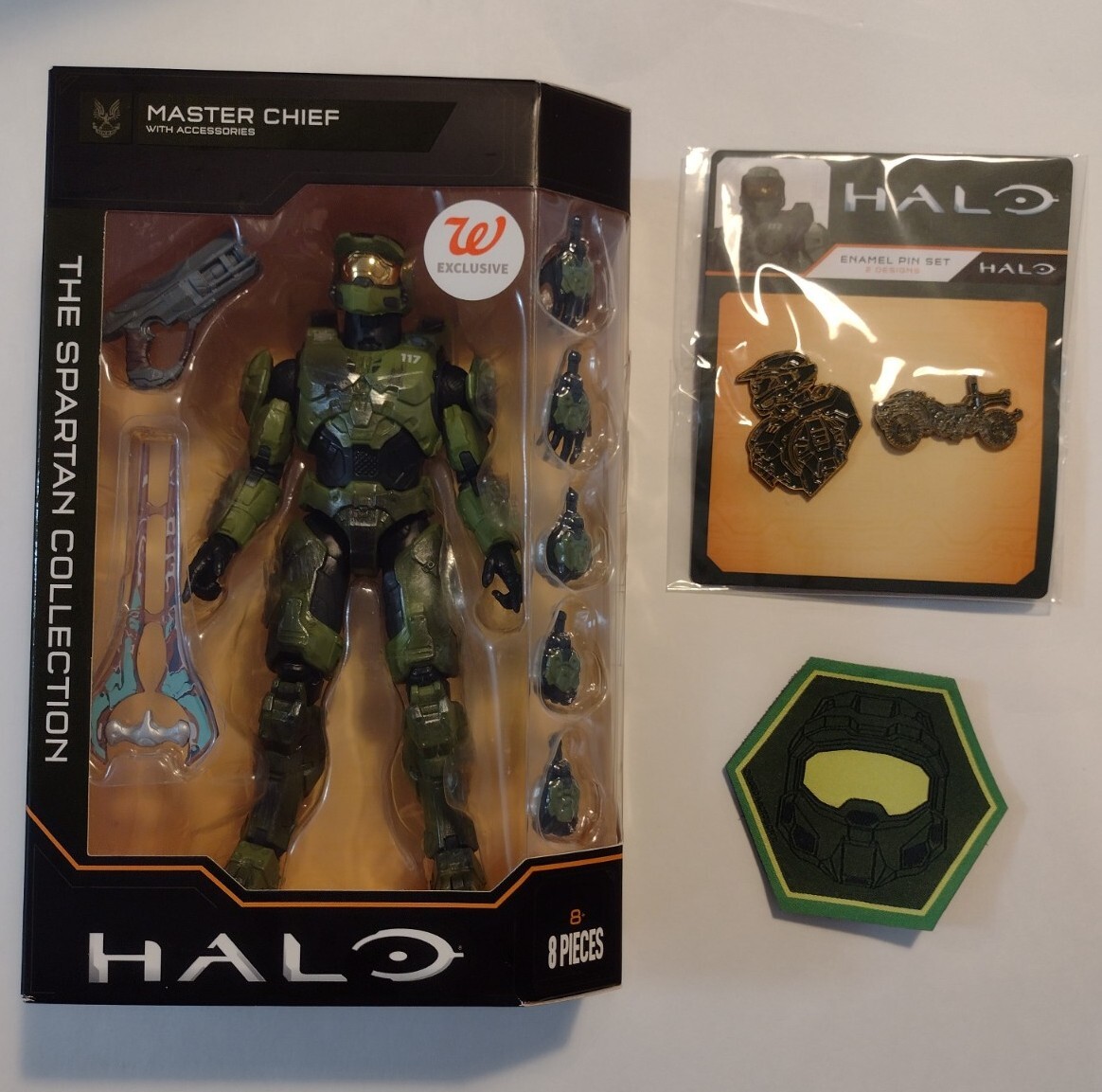 Halo Lot Walgreens Master Chief Action Figure Enamel Pin Set Patch Spartan