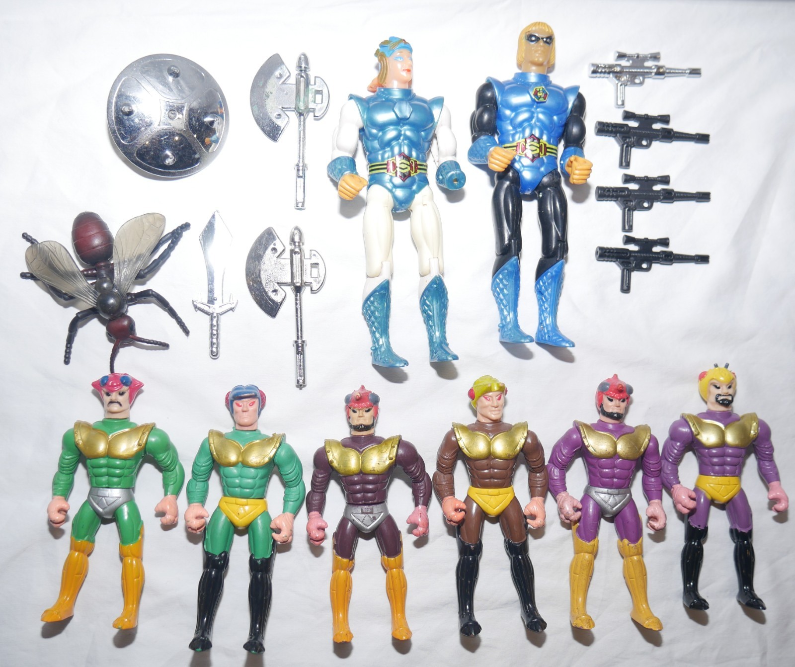 Sectaurs Insect Man Son Ai KO lot gun shield axe part weapon accessory lot VTG
