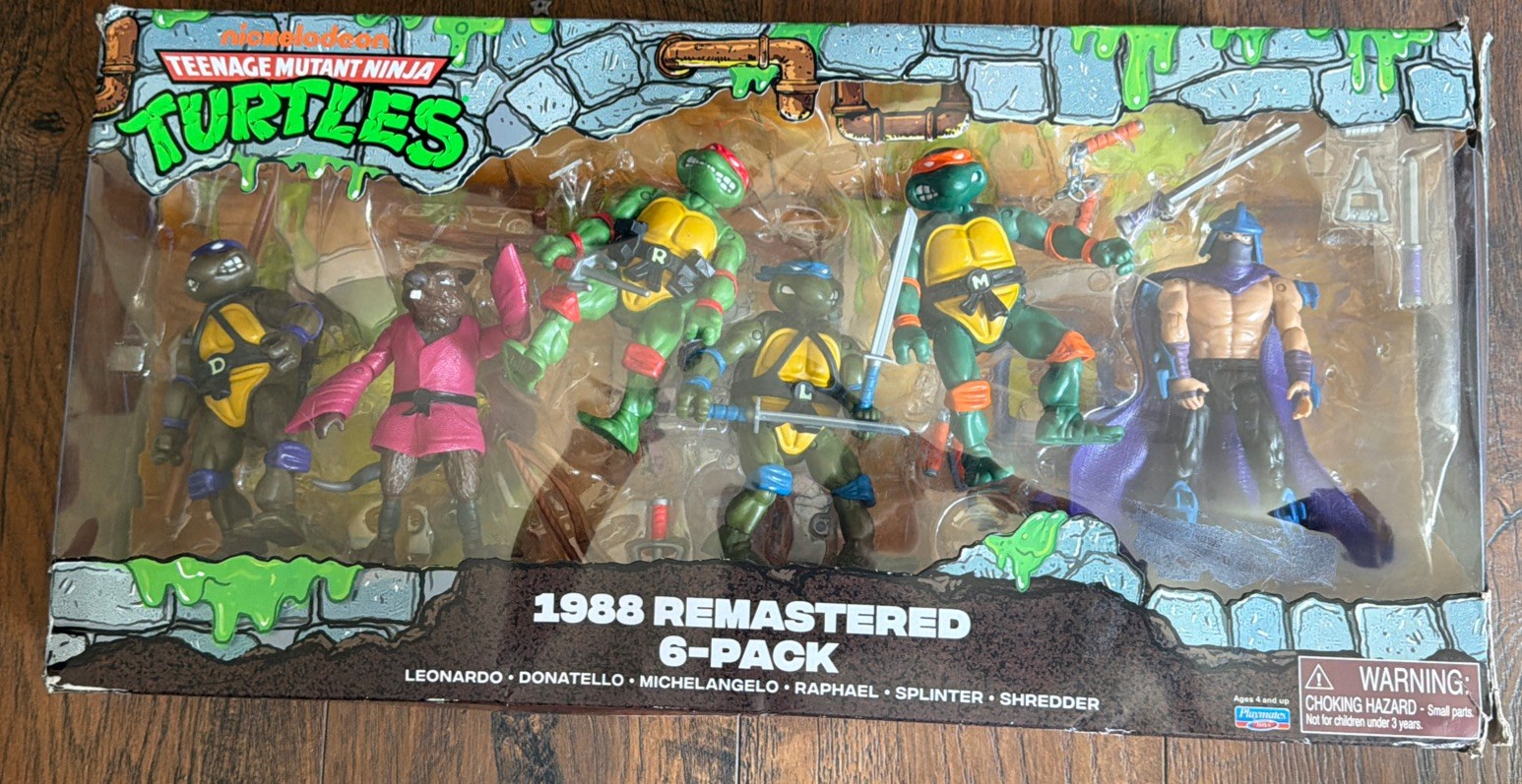 TMNT PLAYMATES 1988 Remastered 6 Pack Leo/Don/Mike/Raph/Splinter/Shredder READ