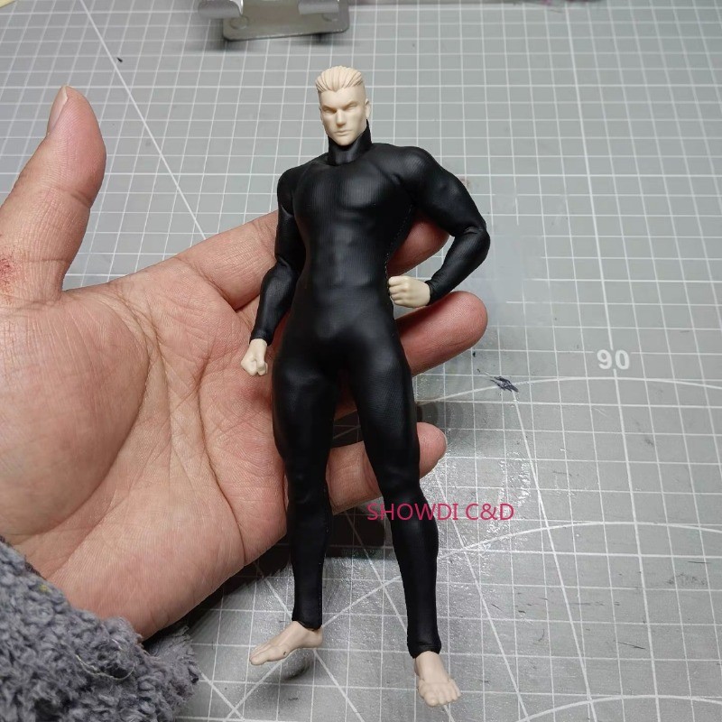1/12 Custom Design Black Bodysuit For 6” Male Wind Toys Body ( No Figure)