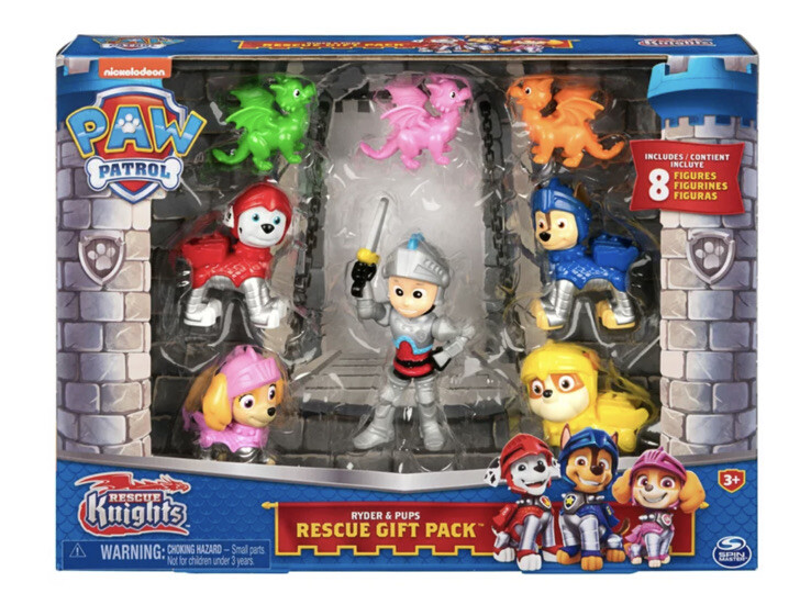 PAW Patrol RESCUE KNIGHTS Ryder and Pups Figure Gift Set of 8 NEW VHTF